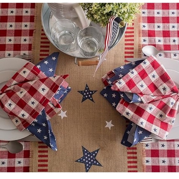 Star Red White & Blue Patriotic Jute Table Runner! - Picture 5 of 6
